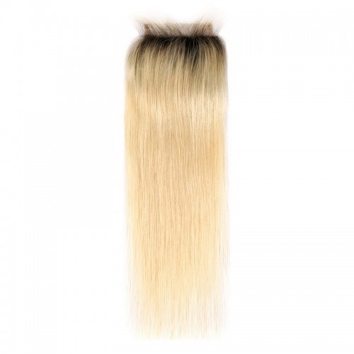 Black Roots 1b/613 Ombre Color Straight Virgin Hair Bundles With 4x4 Lace Closure | Human Hair Wig | Lace Front